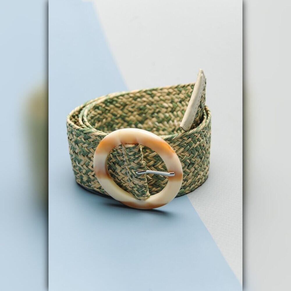 A255-B • Marble Buckle Woven Stretch Waist Belt